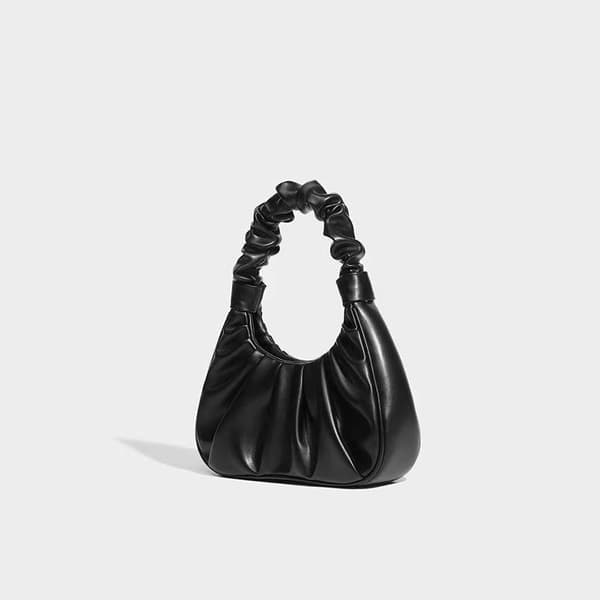 Designer Rynkad Handväska Damväska Svart