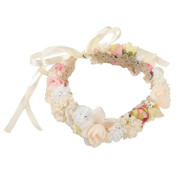 Justerbar Blommig Tiara Hårkrans Bröllop Festlig Party Corolla (beige 2) (3-h)