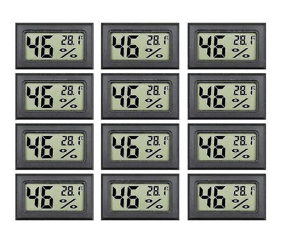 12-pack Mini Små Digitala Elektroniska Temperatur- och Luftfuktighetsmätare Inomhus Termometer Hygrometer LCD-Display Celsius Zfule53