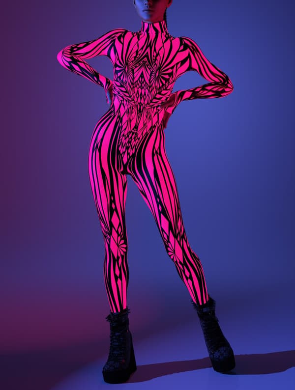 (XL) Neonkostym, UV-ljus set kostym