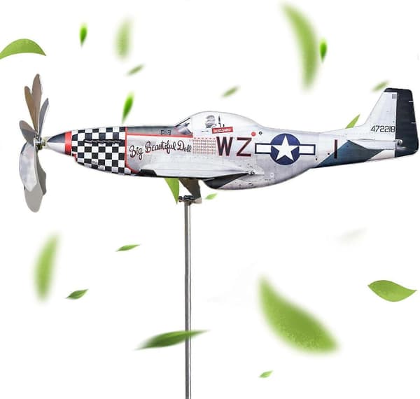 Vindskulptur Flygplan, Metall Flygplan Vindsnurra, Flygplan Vindsnurra, Väderkvarn Flygplan Trädgårdsdekor, Rostfria Vindfångare
