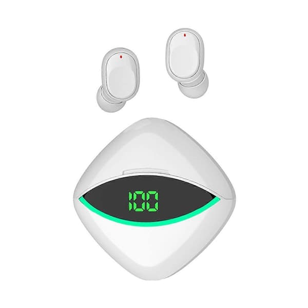 Trådlöst Bluetooth Headset Semi-in-Ear Digital Display Vit