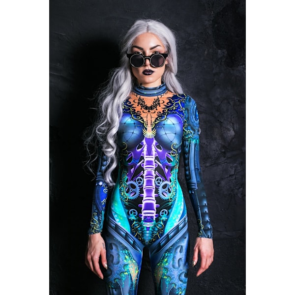 (S) Halloween Skelett Kostym Dam