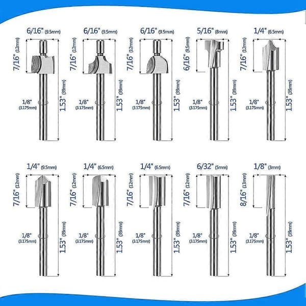 20 st Router Carbide Gravyrbitar för Dremel Router Bit Set 1/8 tum