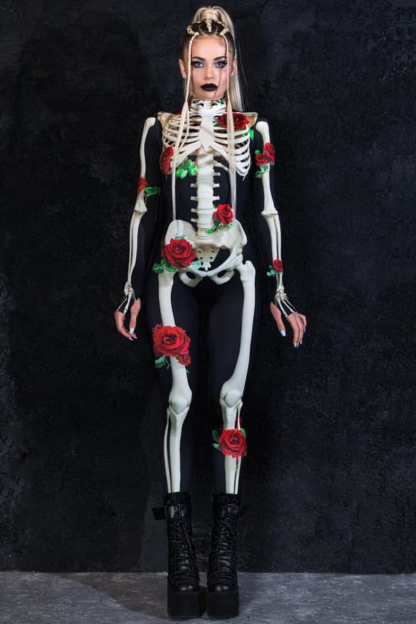(XL) Halloweenkostym för kvinnor Skelett Bodysuit