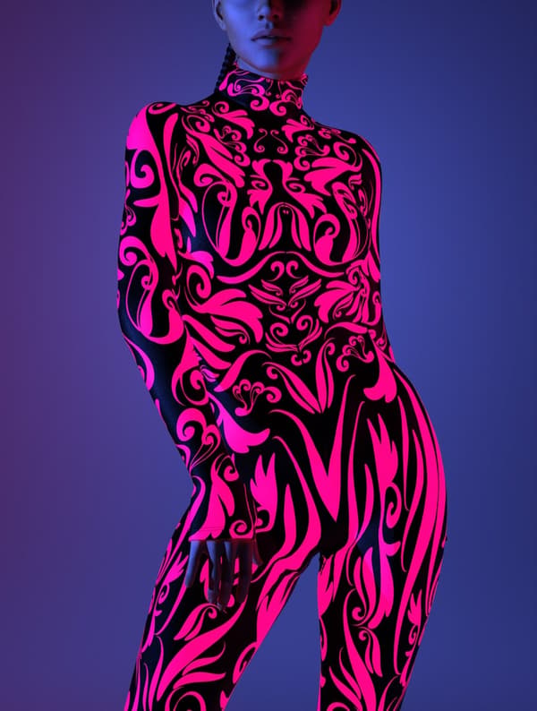 (L) Neon Kostym UV Ljus Set Halloween Kostym