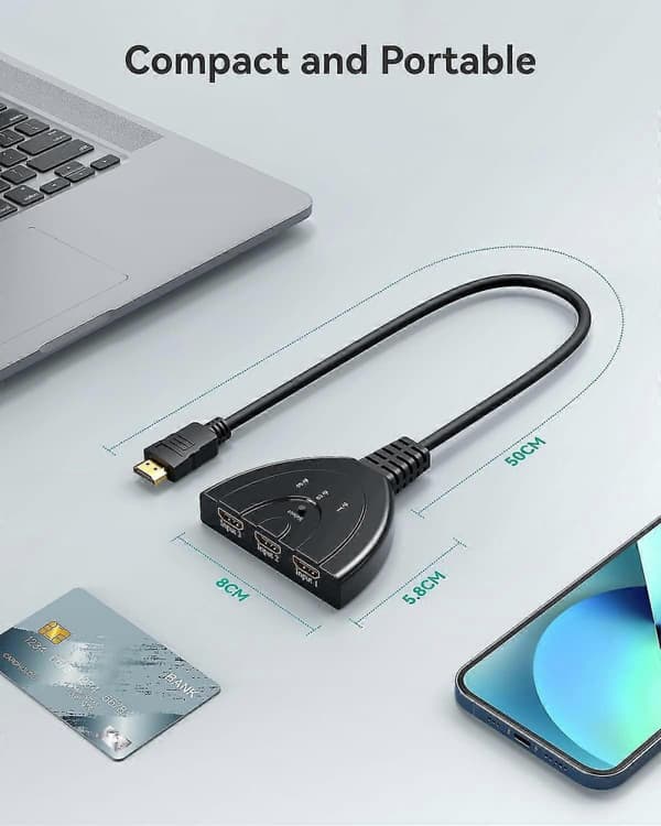 HDMI-switch Gana, HDMI-switch, 3 i 1 HDMI-splitter