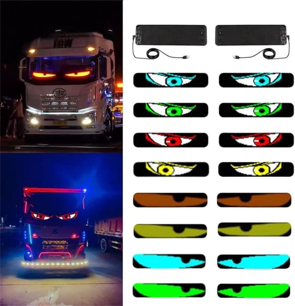 2025 Ny Modell Lastbil Devil Eye LED Matrix Pixel Panel Mjuk Vikbar Belysningsdisplay med Texttavla