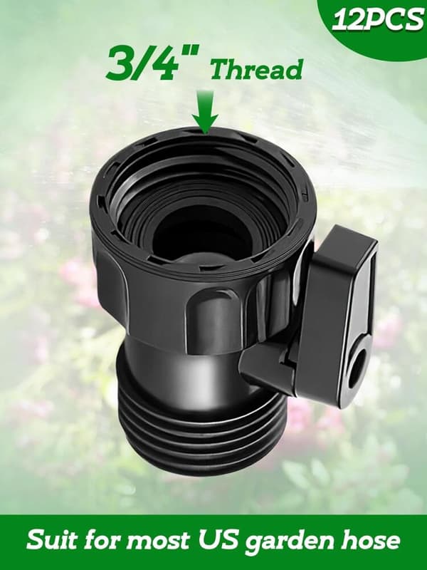 12-pack med 4 trädgårdsslangar av plast - Standard vattenavstängningsventil