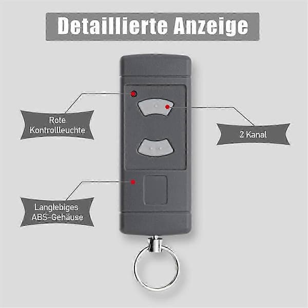 2-pack garagefjärrkontroll för Hormann HSM4-40, manuell mitter 40.685 MHz