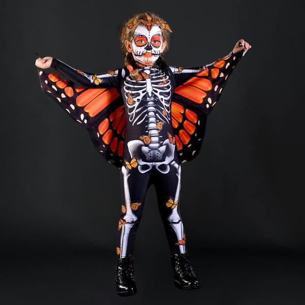 (Barn 130) LADY BUTTERFLY Halloween Kostym & Vingar