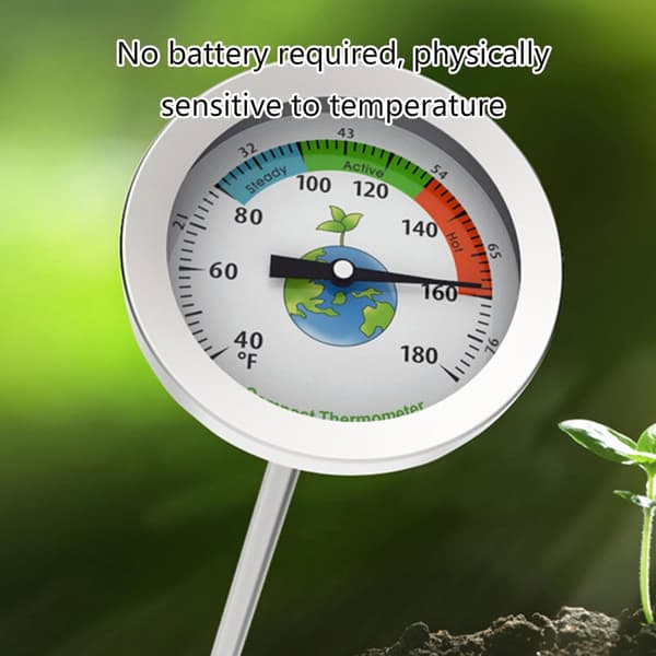 Komposttermometer - Rostfri urtavla termometer kompatibel med hem- och trädgårdskompostering - 54 mm diameter