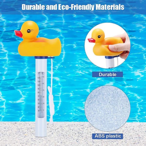 Flytande Pooltermometer, Flytande Termometer med Snöre, Anka Stil Vattentermometer för Utomhuspooler