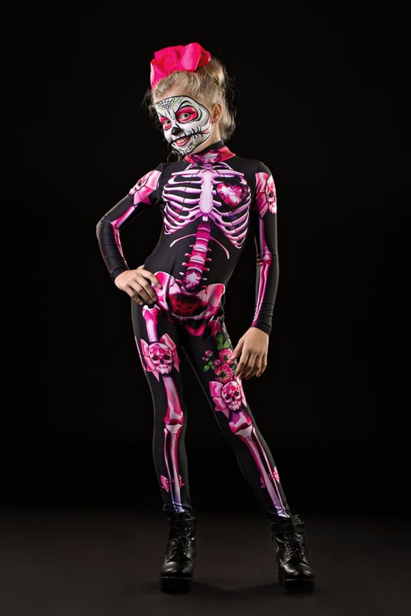 (140) Barn Skelett Helkroppsdräkt Halloweenkostym