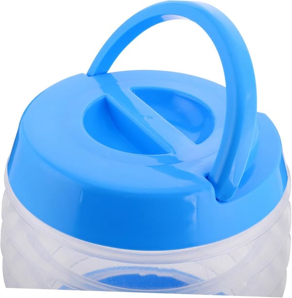 Vattendispenser: Vikbar dunk, pip, stativ, 5,5 liter, blå/transparent (vikbara vattenbehållare)
