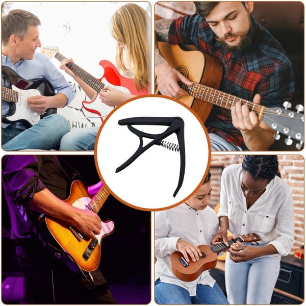 Snabbt Gitarrombyte, Gitarr Nylon med 6 Gitarrplektrum, Gitarrklämnyckel