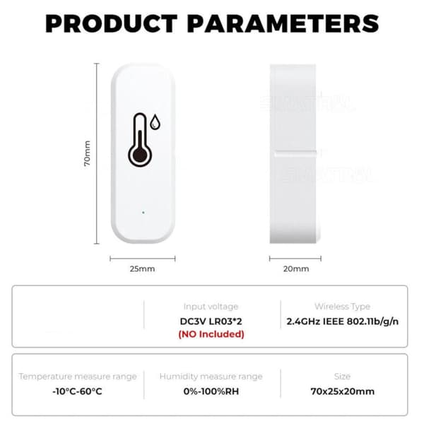 WiFi Temperatur- och Luftfuktighet Hygrometer Sensor, 3x