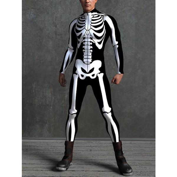 (S) Skelett Kostym Herr Halloween Kostym