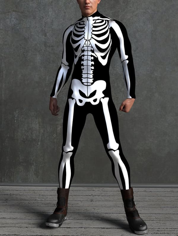 (XL) Skelett Kostym Herr Halloween Kostym