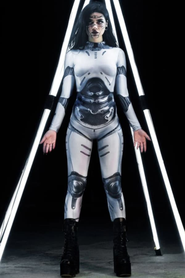 (S) Vit Droid Cosplay Kostym Halloween Kostym