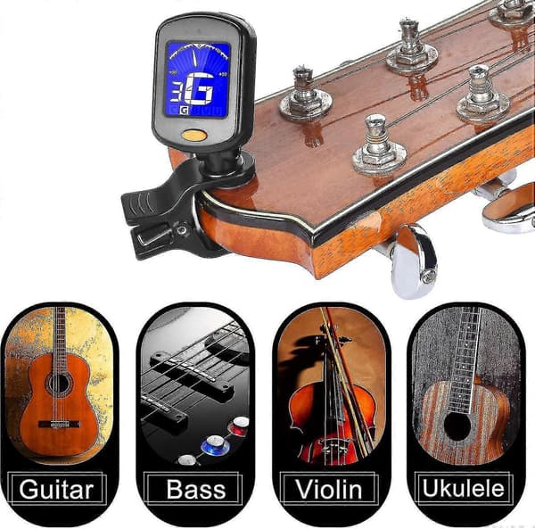 Akustisk Gitarrstämmare Violin Tolv Liksvävande Multifunktionell Elektronisk Stämmare Gitarrstämmare (1 st, Svart)