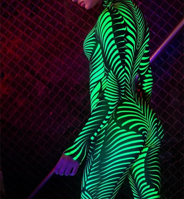 (L)UV Ljusreaktiv Bodysuit, Grön Neon Bodysuit
