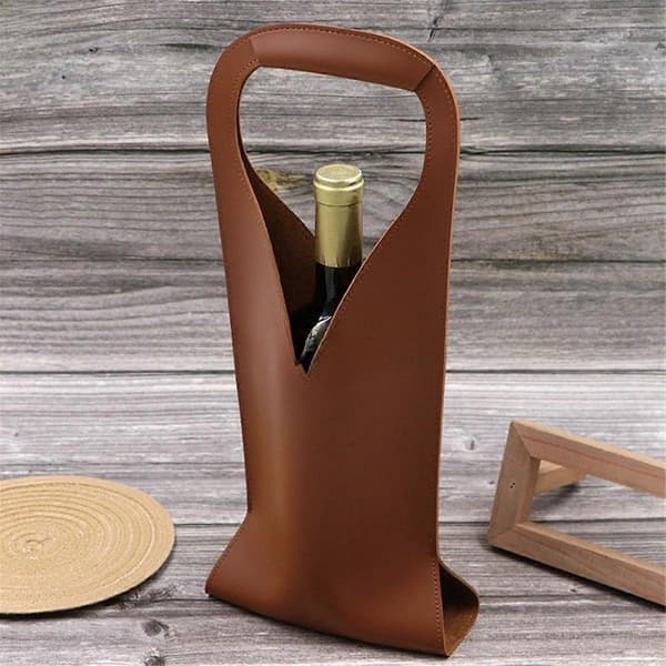 Vinväska i PU-läder, vinflaskhållare, champagnehandväska, presentpåse B