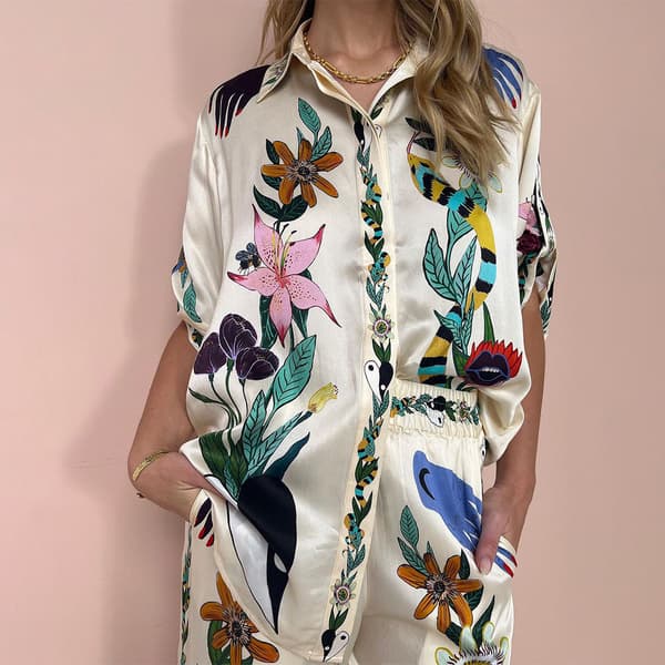 (XL) Dam sommar tryckt tvådelad pyjamas set