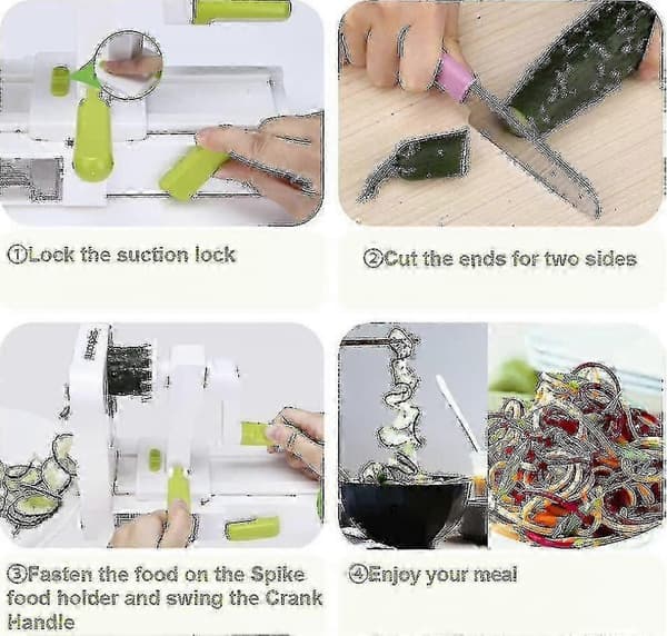 Spiralizer 4-bladig Grönsaksspiralizer Vikbar Spiralskärare Zucchini Noodle Veggie Pasta Spaghetti Maker