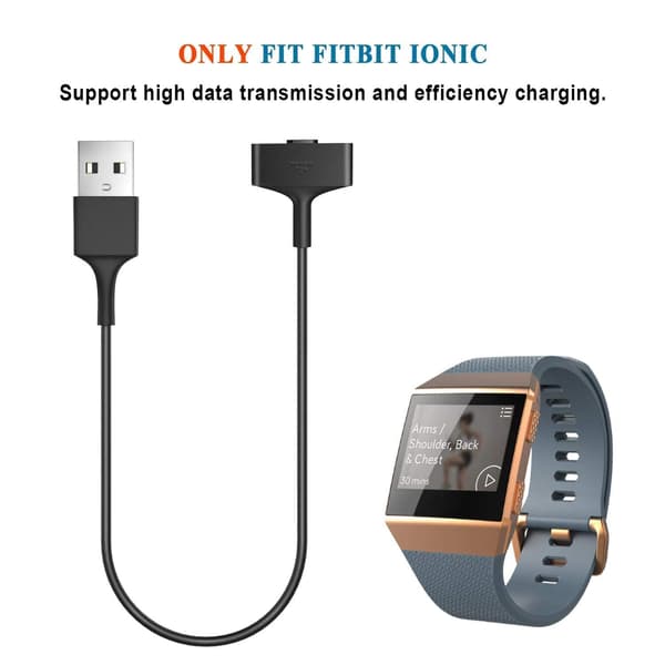 Kompatibel med Fitbit Ionic Officiell Laddningskabel (Svart)