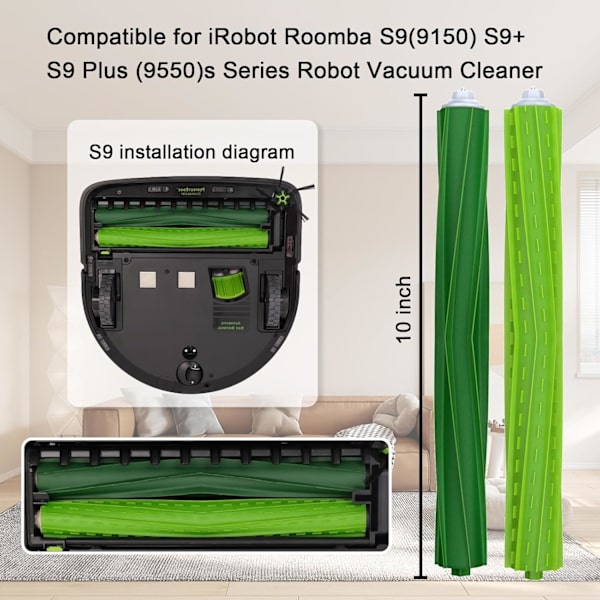 4-pack Multi-Surface Gummiborstrullar Kompatibla med iRobot Roomba I&E-serien i7 i7+i8 i8+/Plus E5 E6 E7 Robotdammsugare