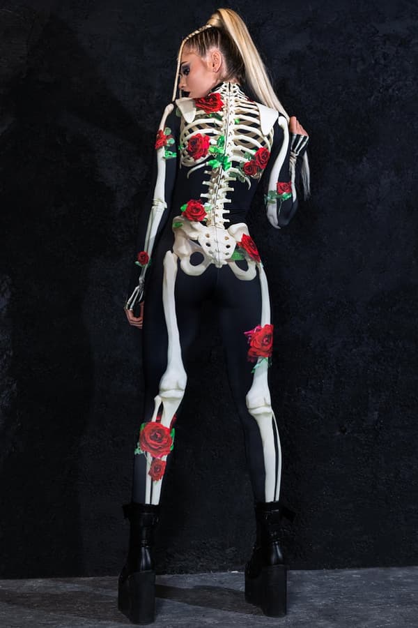 (L) Halloween Kostym för Kvinnor Skelett Bodysuit