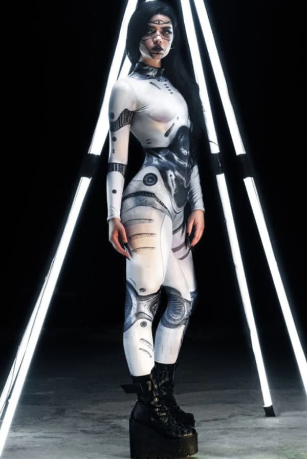 (S) Vit Droid Cosplay Kostym Halloween Kostym