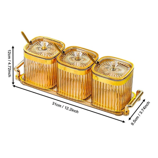 goldCondiment Kryddburkar med Lock och Skedar, Robust, Krydda