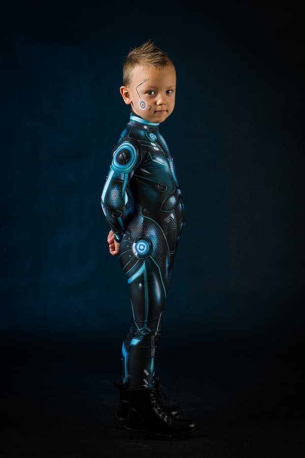 (116 122) Blå CYBER HERO Halloweenkostym