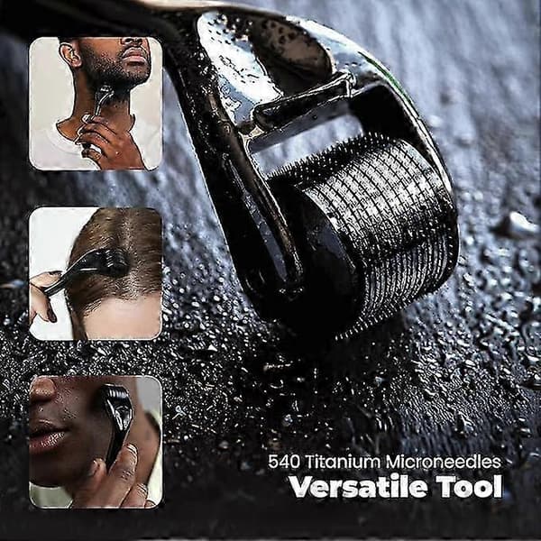 Titanium Microneedle - Microneedle Roller för Hår, Ansiktshud, Skäggvård (0.5 Svart)