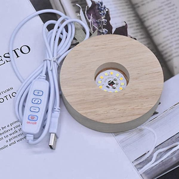 2 st LED-ljusstativ Trä Ljusbas (rund + fyrkantig)