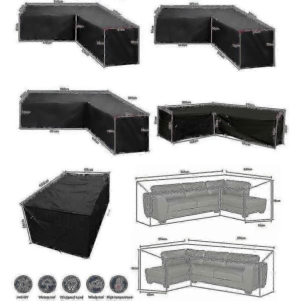 Vattentätt Hörnsoffskydd för Utomhussektion, Kraftigt Trädgårdsmöbelskydd 215*215*87cm
