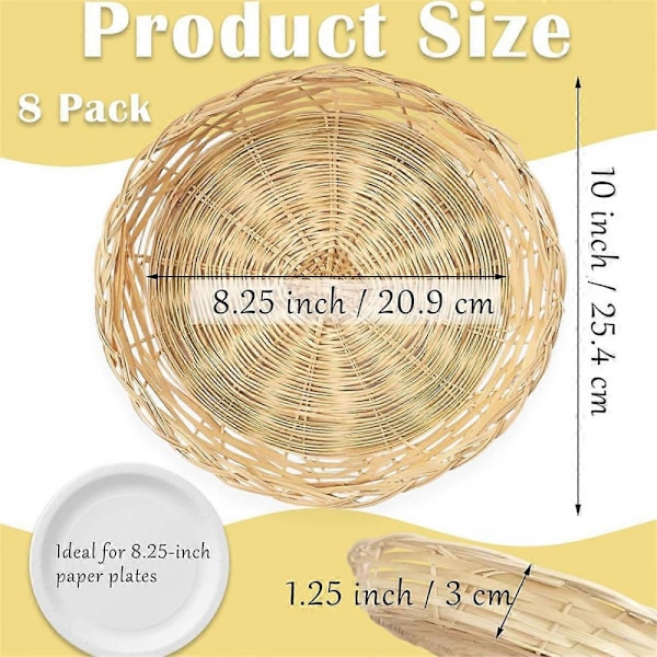 8-pack bambu tallrikshållare, 25 cm återanvändbara
