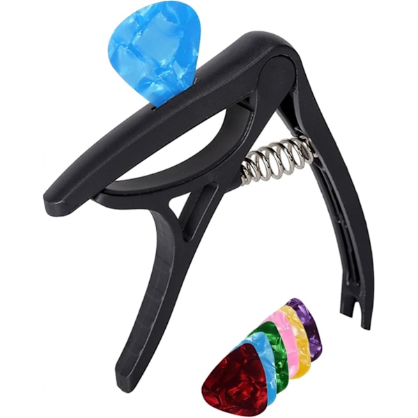 Snabbt Gitarrombyte, Gitarr Nylon med 6 Gitarrplektrum, Gitarrklämnyckel