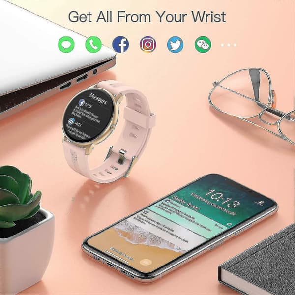 1,3 tums Bluetooth Sport Smartklocka med Pulsmätare (rosa)
