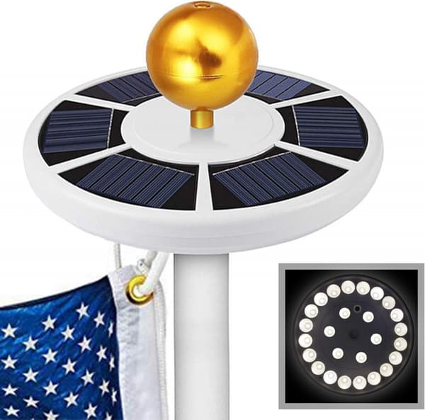 Solar Flagga Stång Ljus Stark 26 Led Solcellsdriven Vattentät Toppmonterad Downlight Kraftfull 5:e Gen Lampa