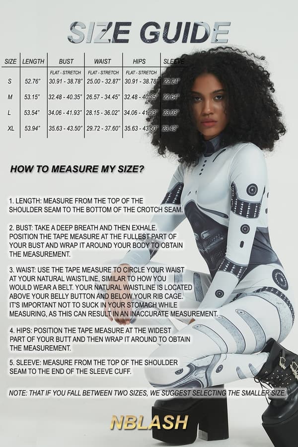 (S)Robot Damkostym, Cyborg Bodysuit Halloweenkostym