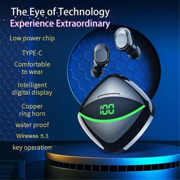 Trådlöst Bluetooth Headset Semi-in-Ear Digital Display Vit