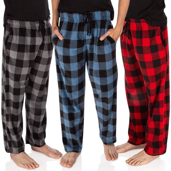 3-pack rutig herr pyjamas byxor Set Bottoms Fleece Lounge