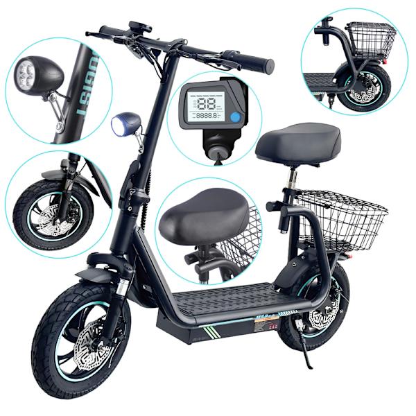 BOGIST M5 Pro hopfällbar elektrisk skoter,885W motor,48V 15AH batteri, topphastighet 45km/h,räckvidd 50 km,Fällbara stavar,Avtagbart säte,med korg