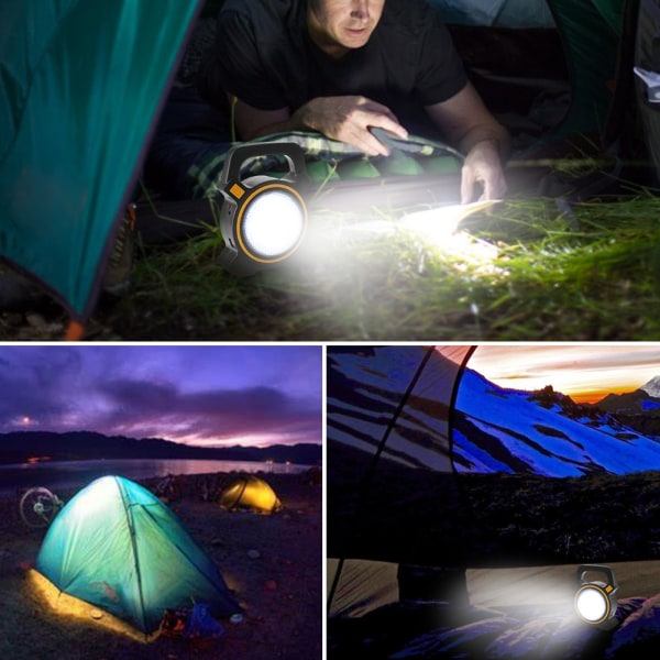 Utomhus solpanel superljus COB campinglykta LED bärbar liten tält nödbelysning