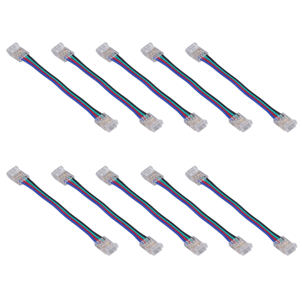 10st LED Strip Light Connector Kit 4Pin 10mm Snabbanslutning