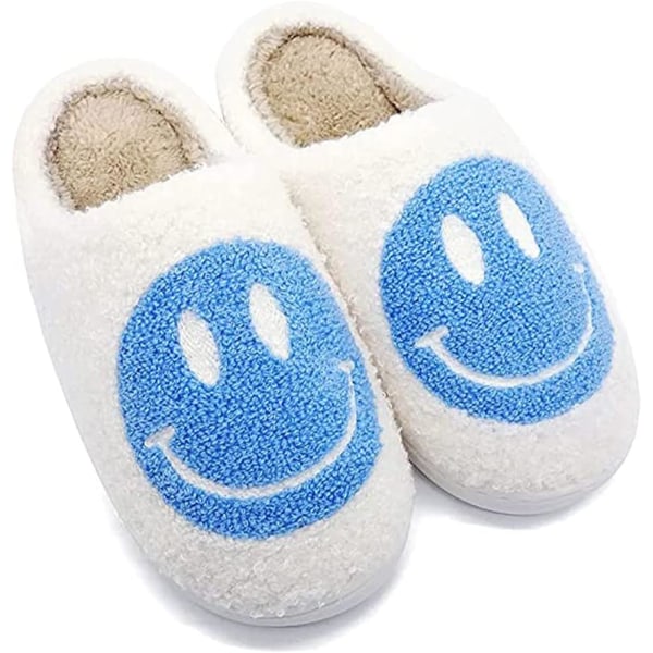 Fluffiga Smiley Face Tofflor, Retro Smiley Face Soft Plush Comfy