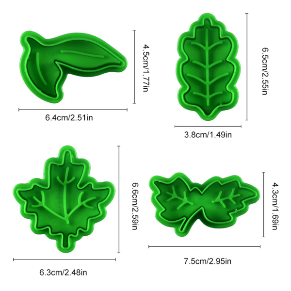 Bladformade plastskärare set bakverk tårta kexform fjäder